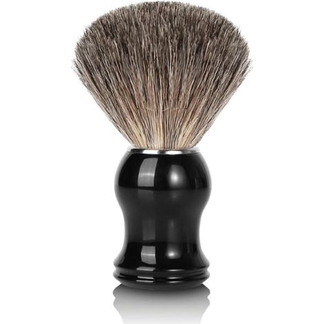 Blaireau de rasage pour homme, fait main, en poils de blaireau, compatible avec tous les rasoirs (avec mousse et savon à raser), idéal pour homme (manche en ABS, 1 pièce) (1/5)