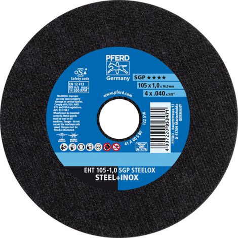 PFERD TOOLS Trennscheibe EHT 105x1,0x16 mm gerade Speziallinie SGP STEELOX für Stahl/Edelstahl 25 Stk (1/4)