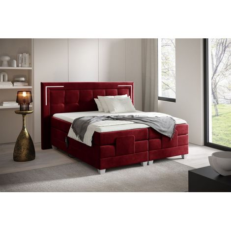 Boxspringbett Elektrisch Bett DORES 200x200cm in Stoff Fresh Rot (1/2)