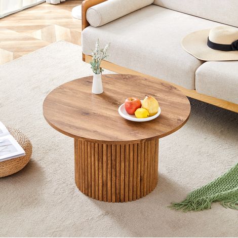 Mesa centro redonda MDF 70 cm base acanalada OKMYHOME (1/5)