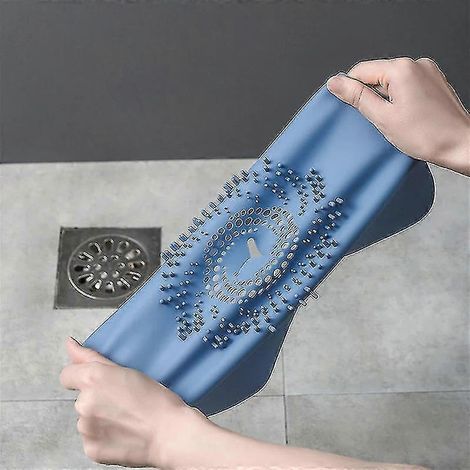 Filtre anti-cheveux pour bonde de douche et évier de cuisine, coussinet déodorant en silicone pour salle de bain, baignoire et cuisine.-1Pcs-Blue (1/3)