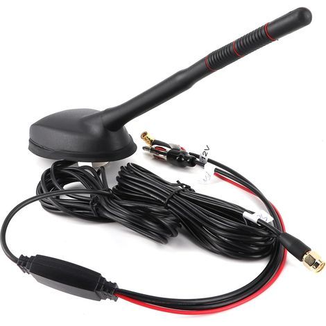 Dab Antenne Auto, DAB+GPS+FM Antenne Autoantenne Digitale Radio Dakantenne met Versterker Signaalversterker SMB Adapter DIN met 5m Verlengkabel voor Autoradio (1/5)