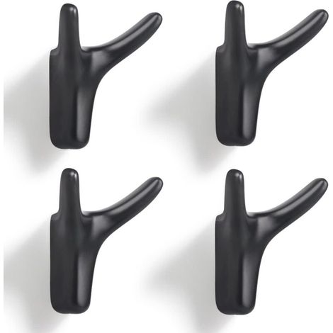 (4 Pieces) Double Wall Coat Hook (Matte Black) (1/5)
