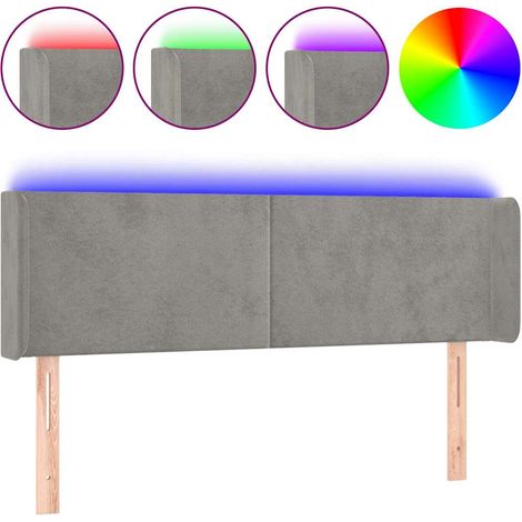 Maison Exclusive - LED Kopfteil Hellgrau 147x16x78/88 cm Samt (1/5)