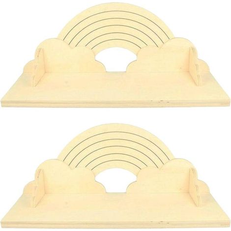 2 étagères en bois arc-en-ciel 40 cm