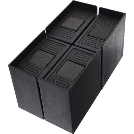 Lot de 4 rehausseurs rectangulaires antidérapants en caoutchouc 10 cm long pour pieds meubles, (1/5)