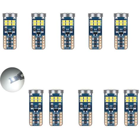 BelleRise - Lot 10 Ampoules LED W5W T10 194 - 6500K Blanc Canbus Sans Erreur - 18SMD 396LM DC12V pour Plafonnier Intérieur Voiture (1/5)