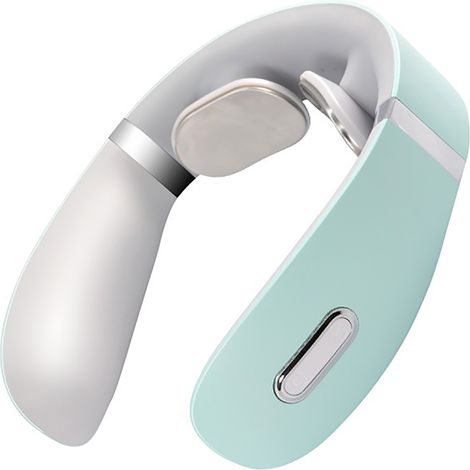 Nackenmassagegerät mit pulsierenden Impulsen, Elektrotherapie über Druckpunkte, tragbare Wärmekompresse für Halswirbelsäule und Schultern, blau - AquaForge (1/5)