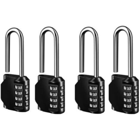 Lot de 4 Cadenas à Code 4 Chiffres, Sans Clé Cadenas à Combinaison Pour Casier Vestiaire Sport École Gymnases Garage Portails Grilles ClôTure (1/5)