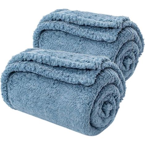 Couverture pour chien, jeté doux et chaud pour chiens et chats, bébés filles et garçons, couverture en peluche pour canapé, fauteuil, voyage et camping (61 x 81 cm x 2, bleu marine) (1/5)