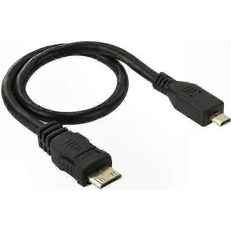 Câble adaptateur Micro HDMI vers Mini HDMI de 30 cm pour la connexion d'appareils. (1/4)