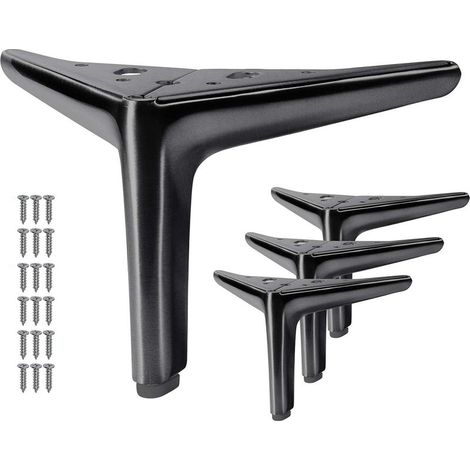 Pieds de meubles en métal, pieds de meubles DIY, pieds de canapé et pieds de chaise, lot de 4 noirs 15 cm. (1/5)