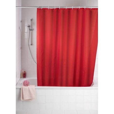Wenko,Anti-Schimmel Duschvorhang Uni Red - Anti-Bakteriell, waschbar (1/5)