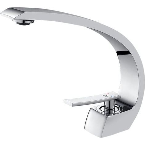 Design-Waschbeckenarmatur mit Wasserfallfunktion, verchromte Messing-Mischbatterie, kreative Bad-Armatur (1/4)