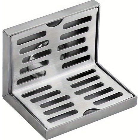 Évier de sol d'angle mural – Évier de douche en acier inoxydable, drainage horizontal en forme de L, accessoire de salle de bain, argent, 1 pièce (1/5)