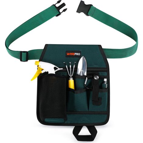 Sac banane à outils de jardin avec ceinture réglable - Avec anneau de suspension pour marteau et sac à outils avec compartiments - Pour jardiniers, menuisiers et fleuristes - Taille unique (1/5)