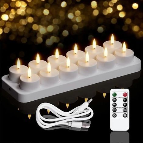Bougies chauffantes rechargeables, lot de 12 bougies rechargeables (1/4)