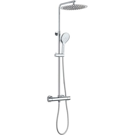 Edouard Rousseau - Colonne de Douche Thermostatique AKAMÉ - Certifiée NF - Douchette 3 Jets Économie d’Eau - Corps Froid Sécurité 38°C - Chromé (1/3)