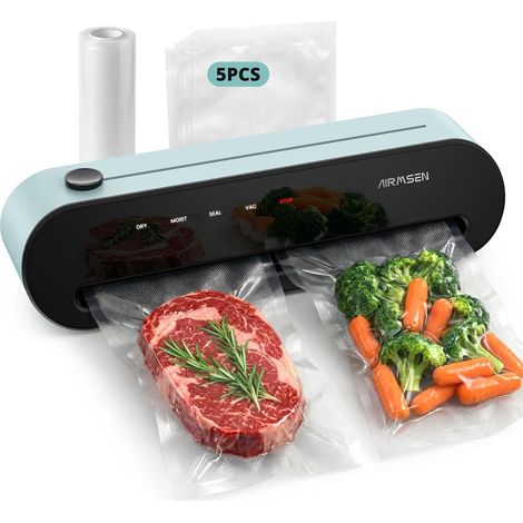 Machine sous Vide 6-en-1 Entièrement Automatique avec Fonction de Gonflage, Aspiration Profonde Automatique, Coupe-sac Intégré et Rangement de Tuyau, Modes Sec (1/5)