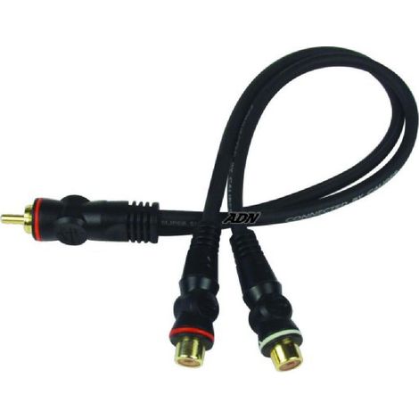 Adaptateur Y RCA - 1 RCA Male 2 RCA Femelles - Double blindage - bleu