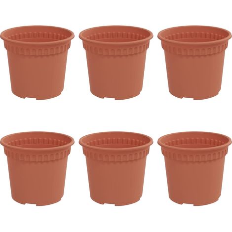 Maison Exclusive - Runder Blumentopf 6 pcs Ziegelrot Ø 12,5 x 10
