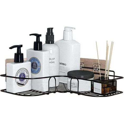 Étagère De Douche Étagère D'Angle, Étagère De Salle De Bain, Étagère De Douche Sans Perçage Étagère D'Angle En Métal Antirouille, Autocollant De Receveur De Douche Pour La Salle De Bain, Éta (1/3)