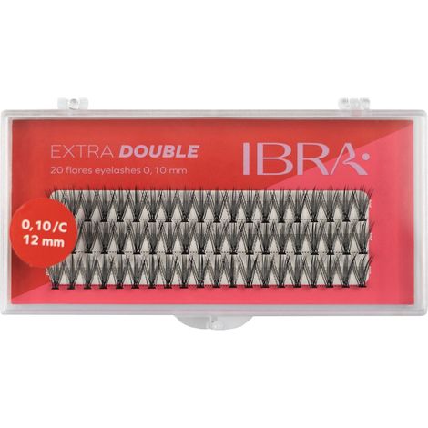 Pestañas postizas Ibra Extra de doble rizo C-0.10 - 12 mm, 1 paquete.