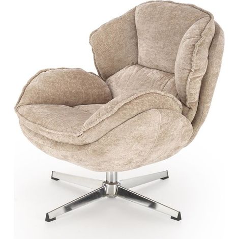 Fauteuil confort beige en tissu, pivotant 360° Dadou (1/5)