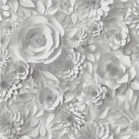 Papier peint 3D Profhome 387181 papier peint intissé gaufré à chaud lisse avec un dessin graphique mat gris blanc  5,33 m2 (1/5)
