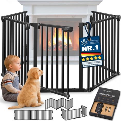 KESSER® Kaminschutzgitter mit Tür, Metall - Schwarz, 360 cm (1/5)