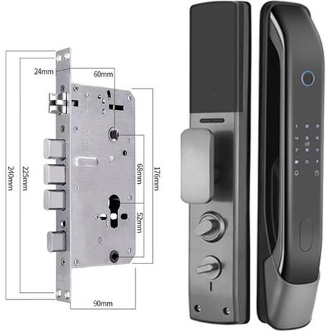 Serrure de porte intelligente Mot de passe numérique serrures électroniques APP télécommande déverrouiller serrure de porte intelligente d'empreintes digitales automatique avec caméra ( Color : 1 UK , (1/5)