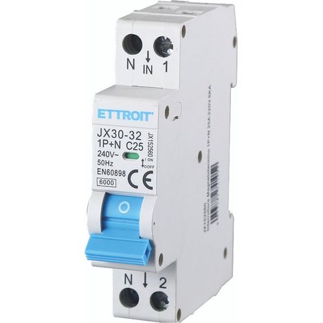 ETTROIT Interruttore Magnetotermico 1P+N 25A 220V 6KA JX152560 (1/3)