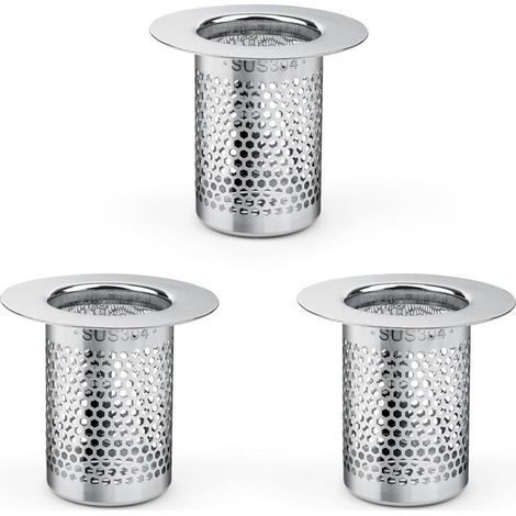 Filtro per capelli per doccia, set da 3 pezzi in acciaio inox, filtro per lavello da cucina/balcone, filtro per scarico a pavimento della cucina. (1/4)