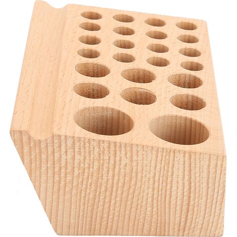 Porte-outils en cuir à 24 trous, boîte de rangement pour outils de perçage en bois de hêtre, boîte de rangement imprimée à faire soi-même (1/5)