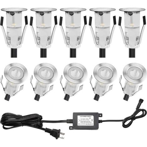 Barcelona Led – Kit de 6 spots LED encastrables sol Ø15x26mm – 0,4W 12V-CC – IP67 étanches – Lumière blanche chaude 3000K – 7 lumens, angle 120°