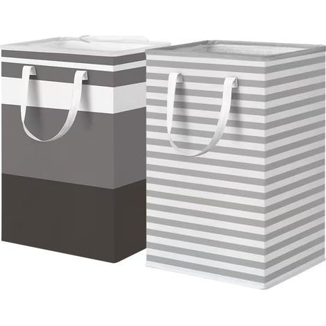 Set mit 2 Wäschekörben mit großem Fassungsvermögen – Wasserabweisende, freistehende Wäschekörbe (40 x 30 x 60 cm) – je 75 Liter – Praktisch, mit bequemen Tragegriffen ausgestattet, faltbar (1/5)