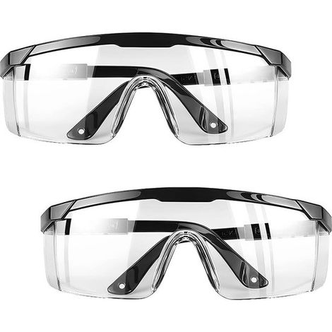Gafas de seguridad antivaho y antisaliva - Visibilidad total - Ideales para usuarios de gafas - Protección transparente - Paquete de 2. (1/5)