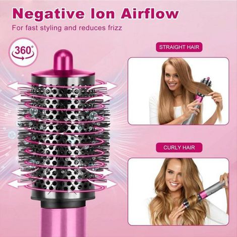Grande Brosse Volumisante Ronde pour Sèche-Cheveux pour Multi-Styler avec Adaptateur Outil de Bouclage, Doré (1/5)