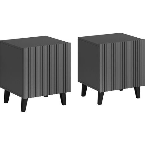 Ensemble de tables de chevet Comes, Anthracite, Nombre de tiroirs: 0, Le nombre de portes: 1, 52x45x40cm, MDF, Stratifié (1/5)