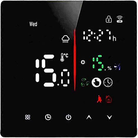 Tuya WLAN-fähiger, programmierbarer Smart-Thermostat für universelle 3A-Wand-Warmwasserbereiter/Boiler, Schwarz (1/5)