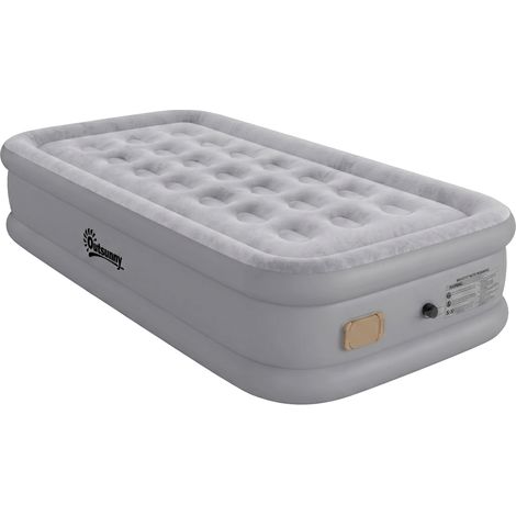 Outsunny colchón hinchable individual 190x97x39 cm con bomba, inflado 3 min desinflado 2 min, plegable, impermeable, bolsa, carga 200 kg, gris (1/5)