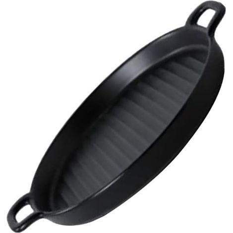 QAZQA Gusseisen-Grillplatte – Gusseisen-Grillplatte für Holzkohle-/Gasgrills, Backöfen und Herde. Ideal für Teppanyaki, Hamburger, Gemüse, 24 cm Durchmesser. (1/5)
