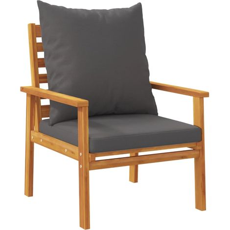 Lot de 2 Fauteuil de jardin,Chaise d'extérieur avec coussin bois massif d'acacia CFW1748299 (1/5)