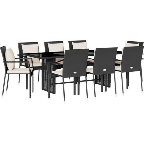 Maison Exclusive - Set de comedor de jardín 9 pzas y cojines ratá (1/5)