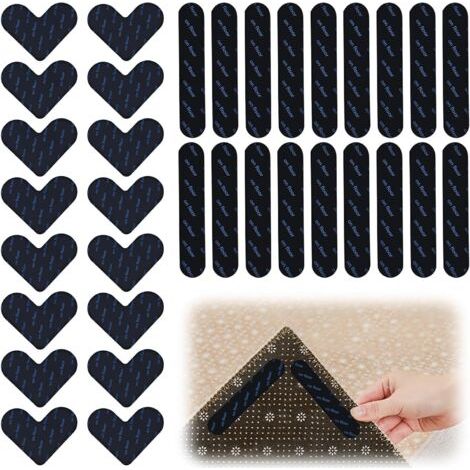 Lot de 36 Tapis, 20 Bandes antidérapantes, 16 Coeurs, Réutilisables, Pour sol carrelé bois (1/5)