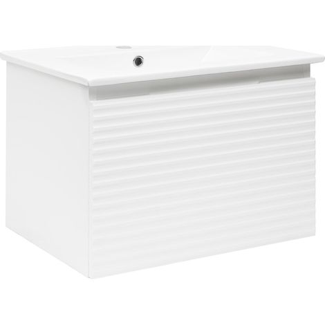 Naturel Badezimmermöbel mit Waschbecken Natural Savona 58x43x44,8 cm glänzend weiß (SAVONA60BI)