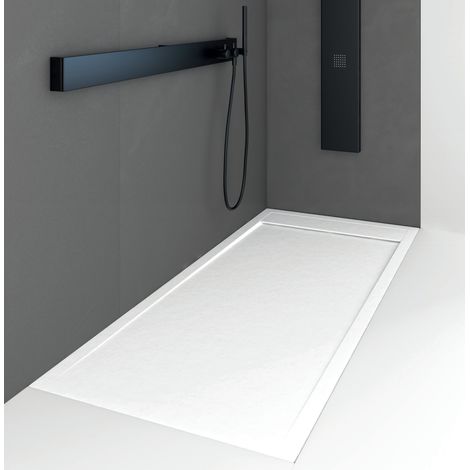 Piatto doccia ultrasottile 70 x 200 cm QUERA in resina finitura ardesia bianco