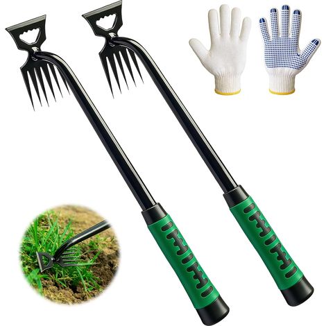 Weeding Kit 3 Pieces Manual Weed Killer Weeding Tool Stainless Steel Weeders Steel Handle Rubber Handle Heavy Duty Garden Tool (1/5)