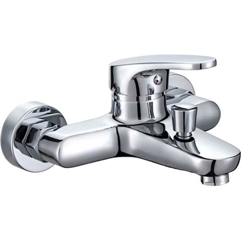 Robinet de douche mural tout en cuivre, interrupteur encastré pour salle de bain, mitigeur chaud et froid, robinet triple pour baignoire et douche (1/5)