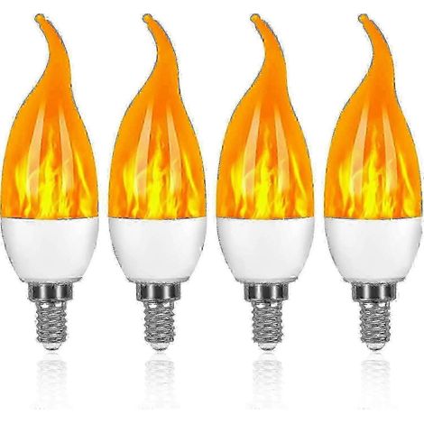 Ampoule LED décorative 3W E14 à effet flamme avec 3 modes d'éclairage (lot de 4). (1/5)